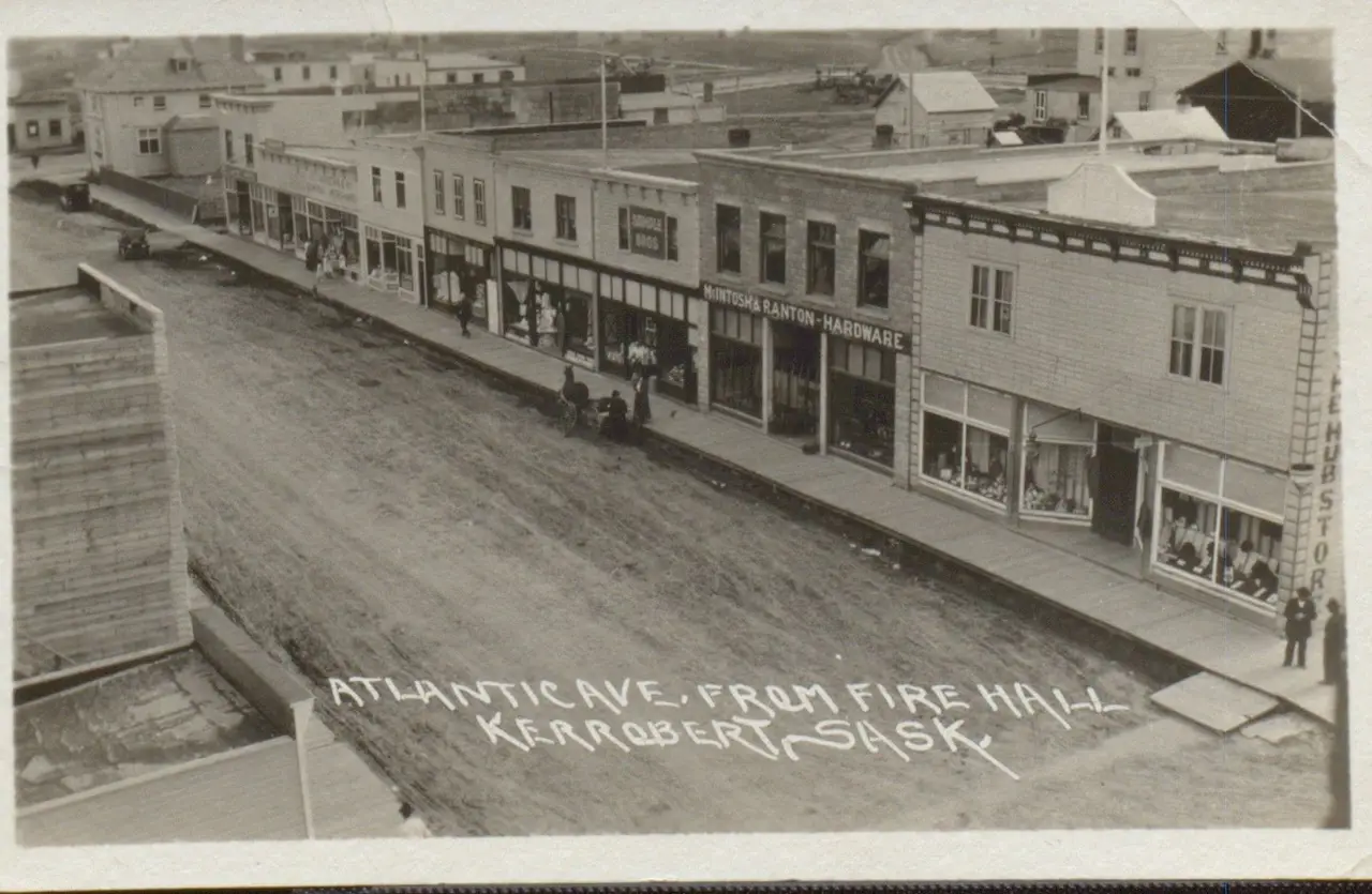 Atlantic Avenue from the Fire Hall, Kerrobert, about 1917